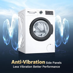 Bosch 12 kg 5 Star Front Load Fully Automatic Washing Machine, AI ActiveWater, Inbuilt heater, Antibacterial Tech, 14 Wash Programs, 66L Large Drum, SoftCare Paddle, White, WGA27400IN (2026 Model)