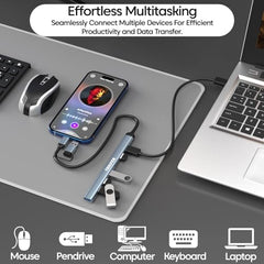 Sounce 4-Port USB 3.0 Hub for PC – High-Speed Aluminum USB Hub Compatible with PC, MacBook, Mac Pro, Mac mini, iMac, Surface Pro, and XPS. 4-Port High Speed USB Hub with Aluminium Shell