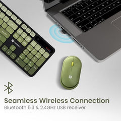 Portronics Key11 Combo Rechargeable Wireless Keyboard and Mouse Set, Bluetooth 5.3&2.4GHz Wireless,Type-C Fast Charging,Gradient Keys, Noiseless Typing, High Precision Mouse, for PC&Laptop(Grey)