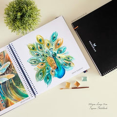 MENORAH - Artist Square Sketch Book - 180 GSM - Square Drawing Book - (100 Pages/50 Sheets) - Hard Metal Spiral Bound - (15.0 cm x 15.0 cm) - Pink