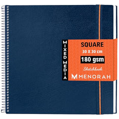 MENORAH - Artist Square Sketch Book - 180 GSM - Square Drawing Book - (100 Pages/50 Sheets) - Hard Metal Spiral Bound - (15.0 cm x 15.0 cm) - Pink