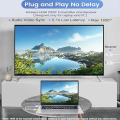 Tobo Wireless HDMI Transmitter and Receiver 100M/328FT: Portable Plug and Play 5G 1080P@60Hz HDMI Extender Kit for Streaming Video and Audio to Monitor for Laptop PC TV Box Projector TD-1451WA