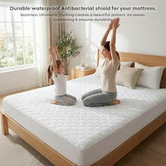 Ayka 100% Waterproof King Size 78x72 inch Cotton Quilted Mattress Protector Breathable Hypoallergenic Noiseless Ultra Soft Elastic Fitted Bed Protector Mattress/Bed Cover (Grey, King (78 * 72”))