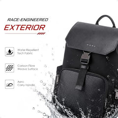 RARE RABBIT Gallardo 35L Water Repellent Backpack - Black Anti-Theft Business Travel Bag with 16" Laptop Compartment, Free Size