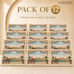 Choego New Season Wedding Print Saree Cover Pack of 12 | Zip closure, Doli Print Reusable storage bags, Ideal for bridal designer sarees, Wardrobe organizer, One side transparent