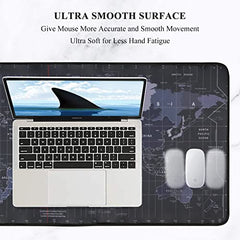 Seagull flight of fashion Large Extended Mouse Pad XXL with Non-Slip Rubber Base, Stitched Edge Mouse Mat for Laptop, Computer & Desk - 60 x 30 x 0.2 cm - World Map