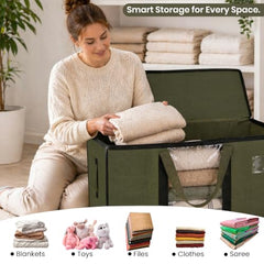 Storite Jumbo Super-Size 81 L Canvas Moisture Proof Heavy Duty Storage Bag | for Toys/Stationery/Blankets/Clothes/Moving Bags MultiPurpose With Strong Reinforced Handles Rectangular Cream (87x26x36 cm)