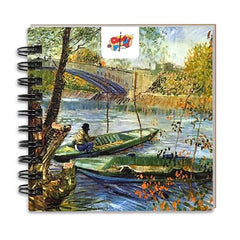 The Crafthives Van Gogh Starry Night Pocket Sketchbook | Wooden Hardcover Mini Art Book | 250 GSM Paper | Spiral Bound Travel Sketch Pad for Watercolour & Mixed Media