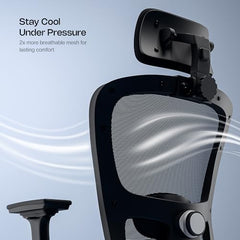 Green Soul Jupiter Superb | Ergonomic Mesh Office Chair for Work | 3 Year Warranty | Multi-Lock Synchro Tilt Recline Mechanism | 2D Armrest | Adjustable Lumbar | High Back | Black
