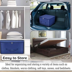 Storite 2 Pack Nylon Wardrobe Bag Underbed Cloth Storage Organizer | Moisture Proof Storage Bag, Storage box for Clothes Saree Bags, Zippered Closure & Handle - Magenta,37x34x23 cm
