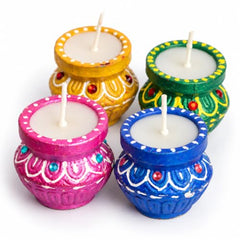 BUC Tulsi Diya for Diwali Decoration | Colourful Wax Candle | Set of 24 | Tulsi Shape Wax water bowl floaters | Festive home decor & gifting under budget | diwali decoration for home | fancy diyas