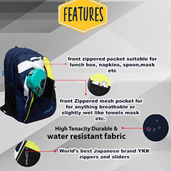 F Gear Colorado Nvy ylw 39L Large Casual backpack with Organizer Bottle compartment Water resistant lightweight, Gifts for Men Women Boys Girls Adults, College/School/Tuition/Travel Bag
