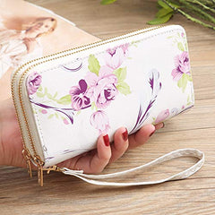 MOMISY Women's PU Leather Clutch Purse, Party Wedding Wallet with Zipper (Purple)