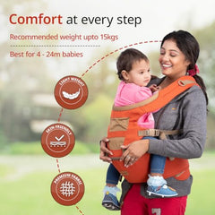 LuvLap Royal Hip Seat Baby Carrier with 4 Carry Positions, Baby Carrier with Hip seat for 6 to 24 Months Baby, Adjustable New-Born to Toddler Carrier, Max Weight Up to 15 Kgs (Black)