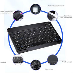 DsynkGear Bluetooth Keyboard and Mouse Combo | 10-Inch Wireless, Ultra-Slim, Rechargeable Keyboard for iPad Pro/Air/Mini, iPhone 15/14/13 Series & Samsung Tablets (Black)