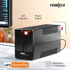 FRONTECH UPS Force Static Converter - 600VA/360W | 12V/7Ah Lead Acid Battery, Maintenance Free Battery, LED Indicator, Power Backup & Protection for Home/Office PC and Desktop (2569 - Black)