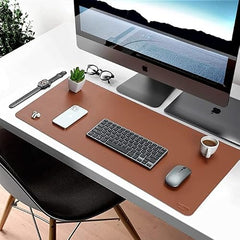 V-CUBE DESIGNS Premium Vegan Leather Desk Mat 90X45cm 2.4mm Thick&Padded|Laptop Mat/Extended Mouse Pad/Stitched, Reversible, Sturdy Deskspread with High Tear/Peel Strength|Anti-Slip,Splash-Proof|Blue