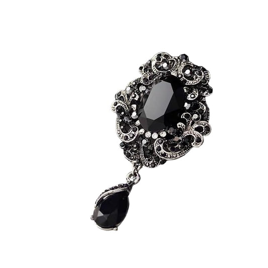 SYGA Brooch Pin Fashion Crystal Rhinestone Jewellery Pin Vintage Clothing Accessories Decoration Vintage Black Diamond Brooches For Women- S74