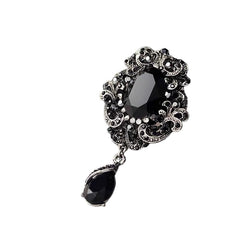 SYGA Brooch Pin Fashion Crystal Rhinestone Jewellery Pin Vintage Clothing Accessories Decoration Vintage Black Diamond Brooches For Women- S74