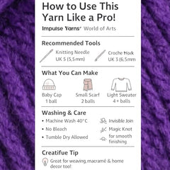 WOAFASHIONS - World of Arts Impulse Hand Knitting & Crochet Yarn, Premium Acrylic, 4 : Medium (Anchor Grey) (100gms / 3.5oz / 200mtr / 218yds)