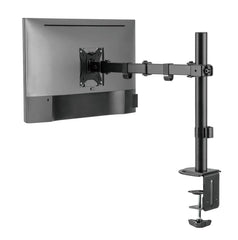HOSS® Single Monitor Arm Desk Mount - Holds Screens up to 32 inches, Fully Adjustable Stand with C-Clamp and Grommet Base, VESA 75x75mm or 100x100mm, Black