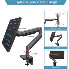 SYGA NB G40 Heavy Duty Monitor Desk Mount, 22-40 Inch Screen Support, 2-15kg Weight Capacity, Full Motion Gas Spring Arm, Black