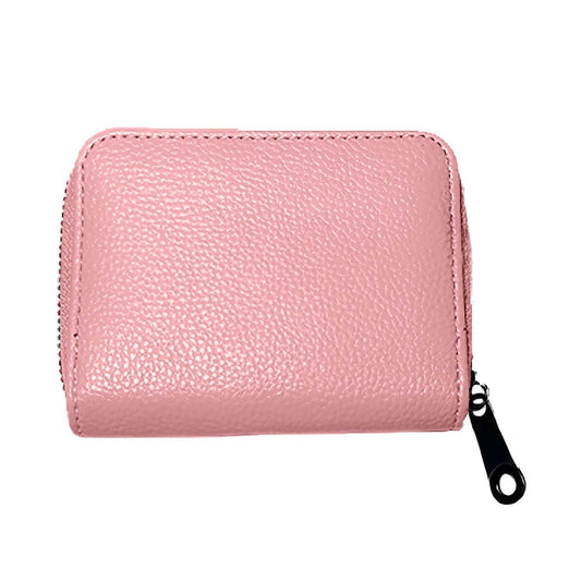 MOMISY PU Leather Credit Debit Card Holder Wallet Card Case ID Case Organizer Holder Zipper Wallet Coin Purse for Men & Women (20 Slots PVC Pink)