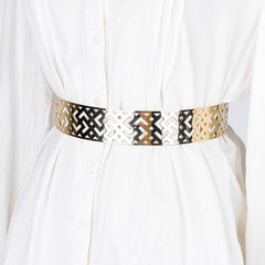 SYGA Waistband Dress Belt with Wide Band and Mirror Finish, for Women, Gold