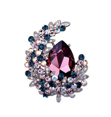 SYGA Brooch Pin Fashion Crystal Rhinestone Jewellery Pin Vintage Clothing Accessories Decoration Moon Design Red Diamond Brooches For Women- S221