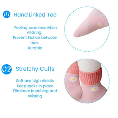 MOMISY 5 Pairs Baby Girl Boys Tube Socks Toddlers Infant Stretch fit-Sweet Flower - Multicolor (Sweet Flower, Medium)