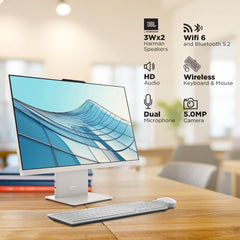 Lenovo Ideacentre AIO AMD Ryzen 5 7535HS 23.8" FHD IPS All-in-One Desktop(8GB RAM/512GB SSD/Win11/Microsoft 365 Basic + Office Home 2024/3Wx2 Speakers/5MP Camera/Wireless Keyboard & Mouse),F0HR009BIN