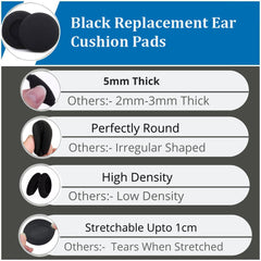 SYGA 5 Pairs Black Replacement Ear Cushion Pads for Sennheiser PX100 Koss