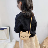 SYGA Children Girls Messenger Bag Coin Purse Small Bunny Rabbit Cat Cartoon Shoulder Bag (Beige (Cat))