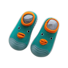 MOMISY Baby Anti-Skid Shoe Socks, Rubber Sole, Unisex, Low Top, Indoor Casual Wear, 3 Pairs (IN, Age, 12 Months, 18 Months, Green)