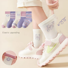 MOMISY 5 Pairs Baby kids Girl Boys Toddlers InfantmCotton Stretch Baby Socks (IN, Age, 3 Years, 5 Years, Purple Stripe)