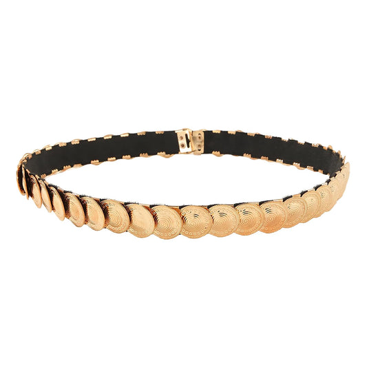 SYGA Waist Belt for Women, Metal Stretchable Buckle Belt Decorative Thin Belt(Gold)