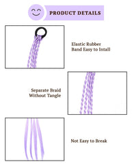 SYGA Girl Wig Headwear Kids Twist Braid Rope Ponytail Hair extension Styling Princess Baby Children Rubber Bands Hair Accessories (Gradient Lavender)