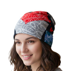 MOMISY Women Unisex Winter Beanie Hat & Neck Warmer | Knitted Multifunctional Scarf Cap with Letter Print | Warm Pullover Hat (in, Alpha, Free Size, LoveBlack)