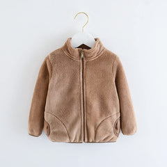 MOMISY Unisex Polyester Blend Baby Boy & Girls Sweater Jacket Front Open Cardigan (6 To 12 Months, Khaki)