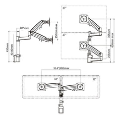 SYGA NB Dual Monitor Wall Mount, 22-32 Inches, Vertical Stack Column Mount, Black