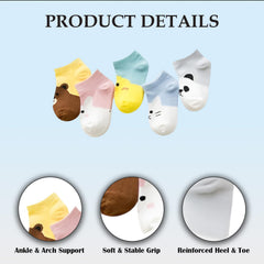 MOMISY 5 Pairs Baby Kids Girl Boys Tube Socks Toddlers Comfortable Ankel Length gifts (IN, Age, 3 Years, 5 Years, Cartoon)