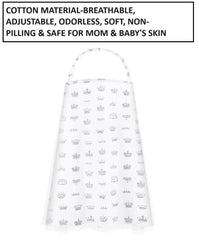 MOMISY Car Seat Canopy Nursing Scarf Poncho Multi-Use Cover, Shopping Cart Cover, Stroller Cover, Infinity Scarf 360° Privacy Breastfeeding Protection, Baby Shower (White Crown)