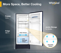 Whirlpool 184 L 5 Star Direct-Cool Single Door Refrigerator with Intellisense Inverter Compressor (205 WDE ROY 5S Inv SAPPHIRE SPRING-Z)