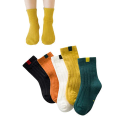MOMISY 5 Pairs Baby Girl Boys Tube Socks Toddlers Infant Solid Color Boat Spring and Autumn Socks Bamboo Stretch Crew Baby Socks - Multicolor, Extra Large 9 to 12 Years