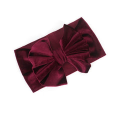 SYGA Baby Headband Velvet Bow Shape Stretchable Hairband Suitable for Newborn Infant Toddler Kids 0-3 Year (Black)