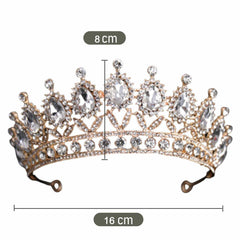 SYGA Crown Tiaras Princess Antique Bronze Crystal Rhinestone Bride Diamond Women Headband Wedding Jewelry Hair Accessories - White Diamond (Gold)