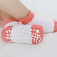 MOMISY Girl Boys Regular Socks Kids Toddlers Cotton Stretch Anti-Slip Anti Skid Silicone -6 Pairs (DottedFemale-2Color, 3 to 5 years), Multicolor