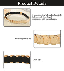 SYGA Metal Iron Belt For Women Retro Round Elastic Waistband With Skirt Suit Chain(Gold)