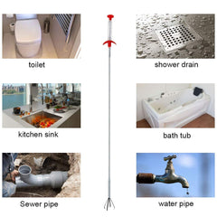 Syga Drain Clog Remover Snake Hair Sink Cleaning Tool for Kitchen Bathroom (60 cm, Silver)