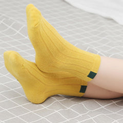 MOMISY 5 Pairs Baby Girl Boys Tube Socks Toddlers Infant Solid Color Boat Spring and Autumn Socks Bamboo Stretch Crew Baby Socks - Multicolor, Extra Large 9 to 12 Years